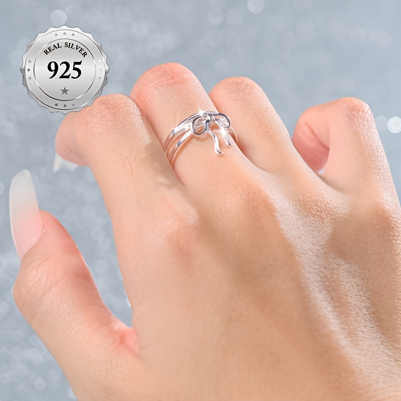 Interlaced Bow Ballet Style S925 Silver Open Ring